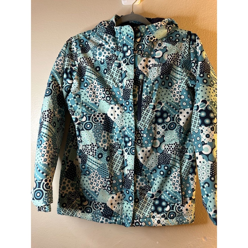 Columbia Omni-Heat Winter Insulated Green Patchwork Coat Size Youth Large